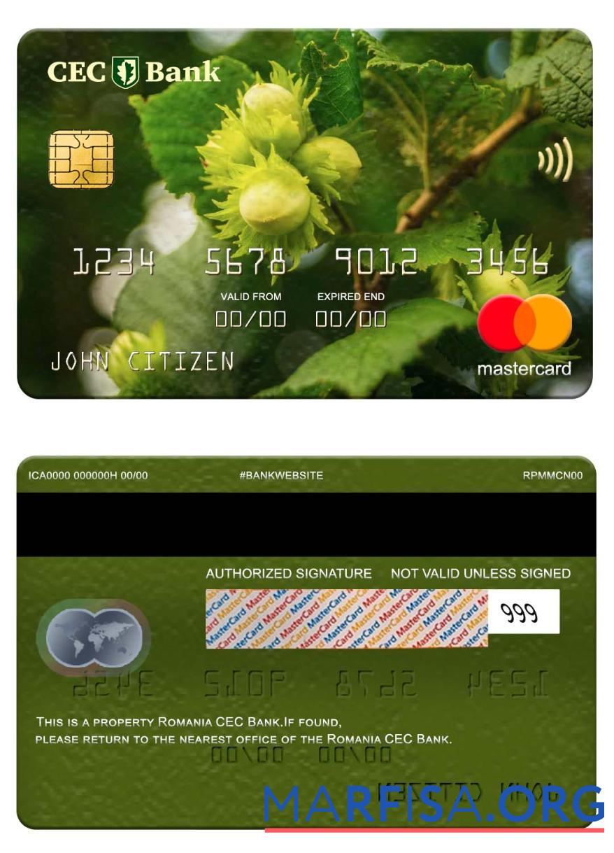Blank Romania CEC Bank mastercard example